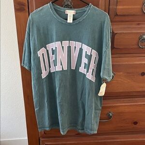 Altar'd State Green and Lavender Denver Tee Top